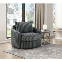 Load image into Gallery viewer, Luxurious Dark Gray Accent Chair with Swivel Base