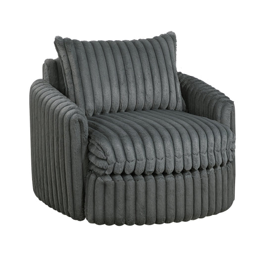 Luxurious Dark Gray Accent Chair with Swivel Base