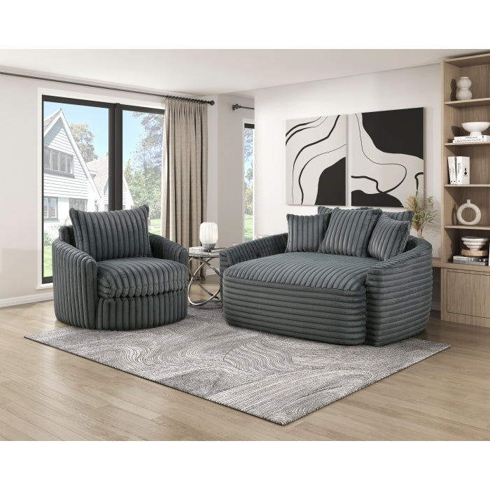 Oversized Dark Gray Chaise Lounge with USB charger