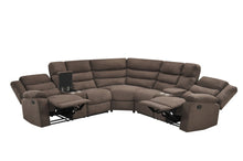 Load image into Gallery viewer, Brown Sectional Recliner Storage Cup Holders