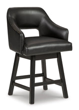 Load image into Gallery viewer, Tallenger Black Upholstered Swivel Barstool (Set of 2)