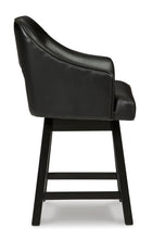 Load image into Gallery viewer, Tallenger Black Upholstered Swivel Barstool (Set of 2)