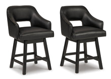 Load image into Gallery viewer, Tallenger Black Upholstered Swivel Barstool (Set of 2)