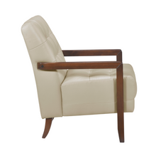Load image into Gallery viewer, Accent Chair - Beige Top Grain Leather - Solid Wood Frame Walnut Finish