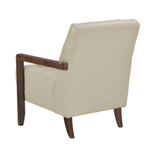 Load image into Gallery viewer, Accent Chair - Beige Top Grain Leather - Solid Wood Frame Walnut Finish