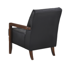 Load image into Gallery viewer, Accent Chair - Black Top Grain Leather - Solid Wood Frame Walnut Finish