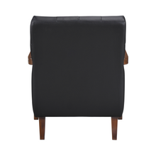 Load image into Gallery viewer, Accent Chair - Black Top Grain Leather - Solid Wood Frame Walnut Finish