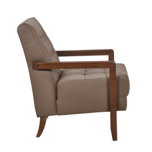 Load image into Gallery viewer, Accent Chair - Brown Top Grain Leather - Solid Wood Frame Walnut Finish