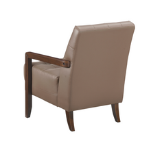 Load image into Gallery viewer, Accent Chair - Brown Top Grain Leather - Solid Wood Frame Walnut Finish