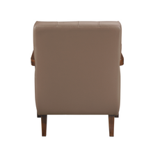 Load image into Gallery viewer, Accent Chair - Brown Top Grain Leather - Solid Wood Frame Walnut Finish