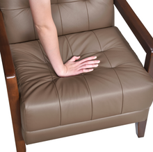 Load image into Gallery viewer, Accent Chair - Brown Top Grain Leather - Solid Wood Frame Walnut Finish