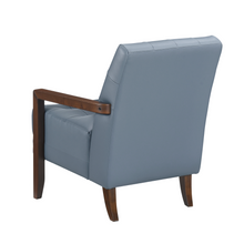 Load image into Gallery viewer, Accent Chair - Blue Top Grain Leather - Solid Wood Frame Walnut Finish