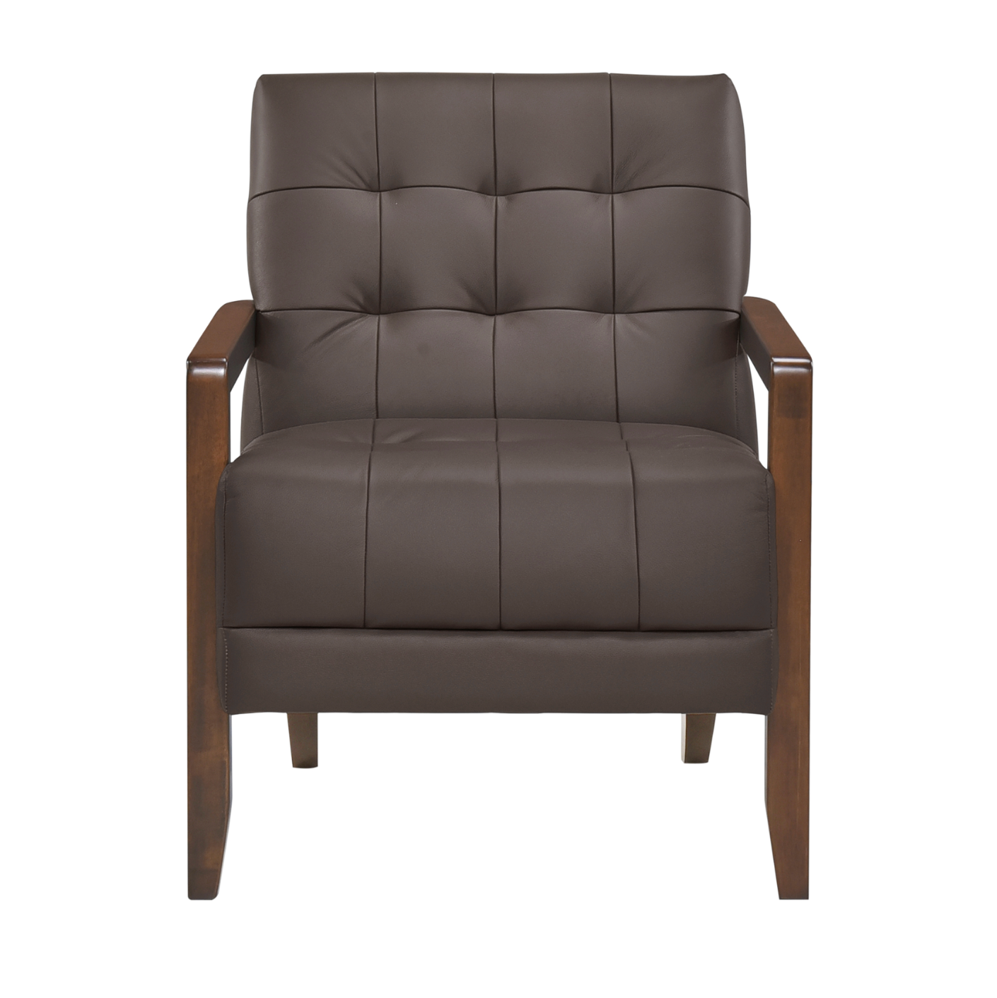 Accent Chair - Dark Brown Top Grain Leather - Solid Wood Frame