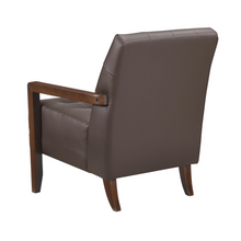 Load image into Gallery viewer, Accent Chair - Dark Brown Top Grain Leather - Solid Wood Frame Walnut Finish