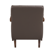 Load image into Gallery viewer, Accent Chair - Dark Brown Top Grain Leather - Solid Wood Frame Walnut Finish