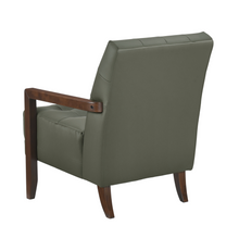 Load image into Gallery viewer, Accent Chair - Green Top Grain Leather - Solid Wood Frame Walnut Finish