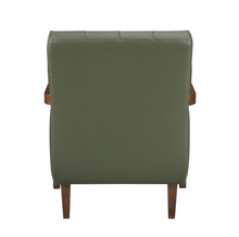 Load image into Gallery viewer, Accent Chair - Green Top Grain Leather - Solid Wood Frame Walnut Finish