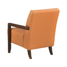 Load image into Gallery viewer, Accent Chair - Orange Top Grain Leather - Solid Wood Frame Walnut Finish
