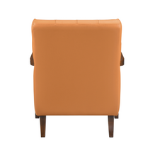 Load image into Gallery viewer, Accent Chair - Orange Top Grain Leather - Solid Wood Frame Walnut Finish