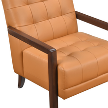 Load image into Gallery viewer, Accent Chair - Orange Top Grain Leather - Solid Wood Frame Walnut Finish