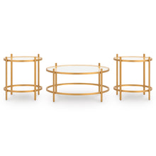 Load image into Gallery viewer, Pearlox Gold and Glass Coffee Table Set