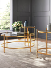 Load image into Gallery viewer, Pearlox Gold and Glass Coffee Table Set