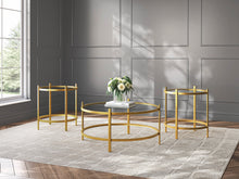Load image into Gallery viewer, Pearlox Gold and Glass Coffee Table Set