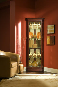 Mirrored 4 Shelf Corner Curio Cabinet in Victorian Brown - Pulaski - 20205