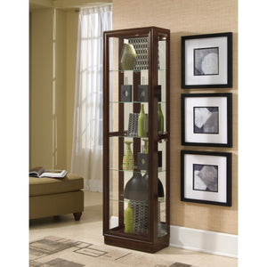 Tall Traditional 5 Shelf Curio Cabinet in Cherry Brown - Pulaski - 21000