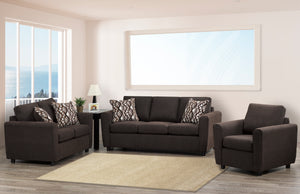 Chocolate Brown Fabric Sofa & Loveseat