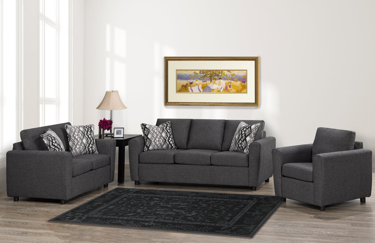 Iron Gray Fabric Sofa & Loveseat