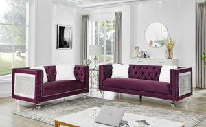 Joy - Purple Velvet Sofa Set