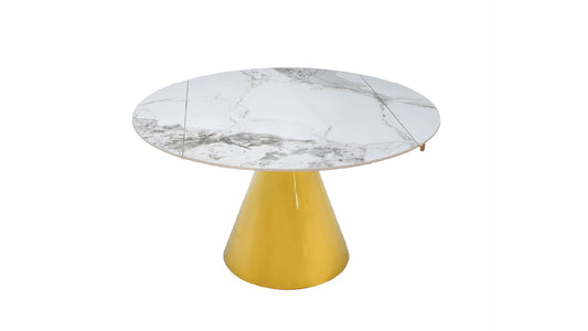 Round Marble Dining Table Set with Extention