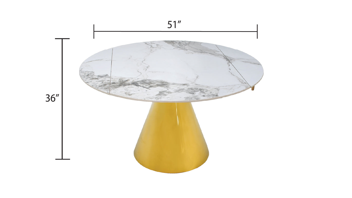 Round Marble Dining Table Set with Extention