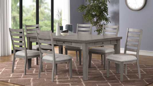 Modern Gray Table with storage and 6 Chairs - Dining Set