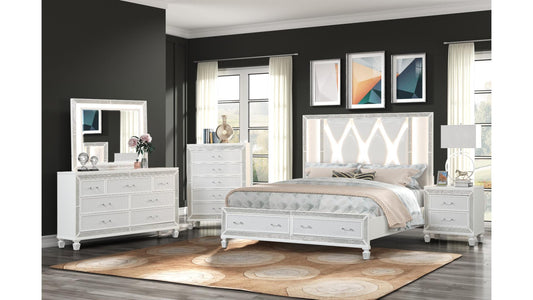 Crystal - White LED Storage Bedroom Collection
