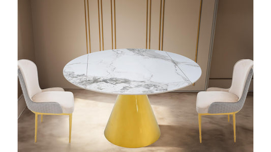 Round Marble Dining Table Set with Extention