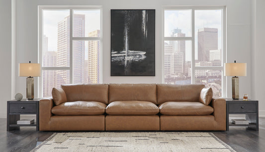 Emilia Cloud Collection - 3-Piece Caramel Sectional Sofa - Modular