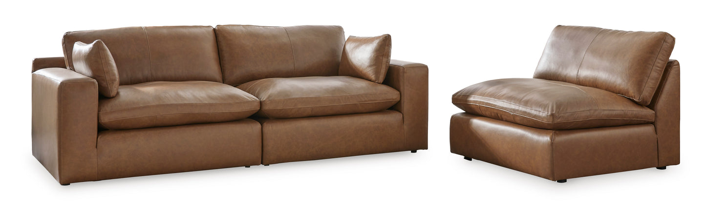 Emilia Cloud Collection - 2 Piece Caramel Sectional Loveseat - Modular