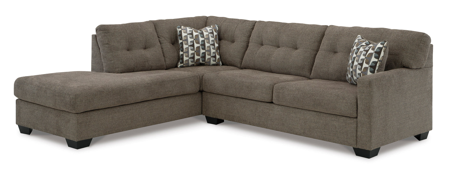 Mahoney 2-Piece Chocolate Sectional with Chaise on left