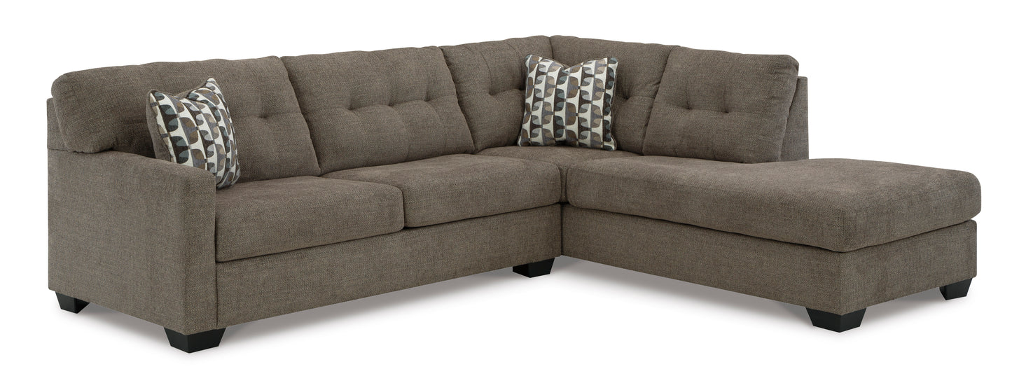 Mahoney 2-Piece Chocolate Sectional with Chaise on right