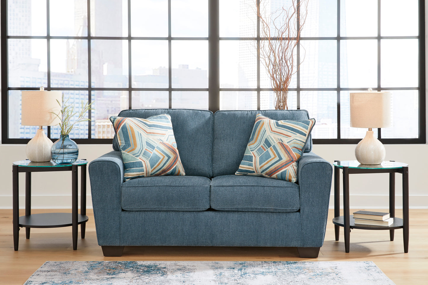 Cashton Blue Loveseat - Ashley Furniture