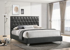 Grey Bed With Diamonds and Chrome Legs