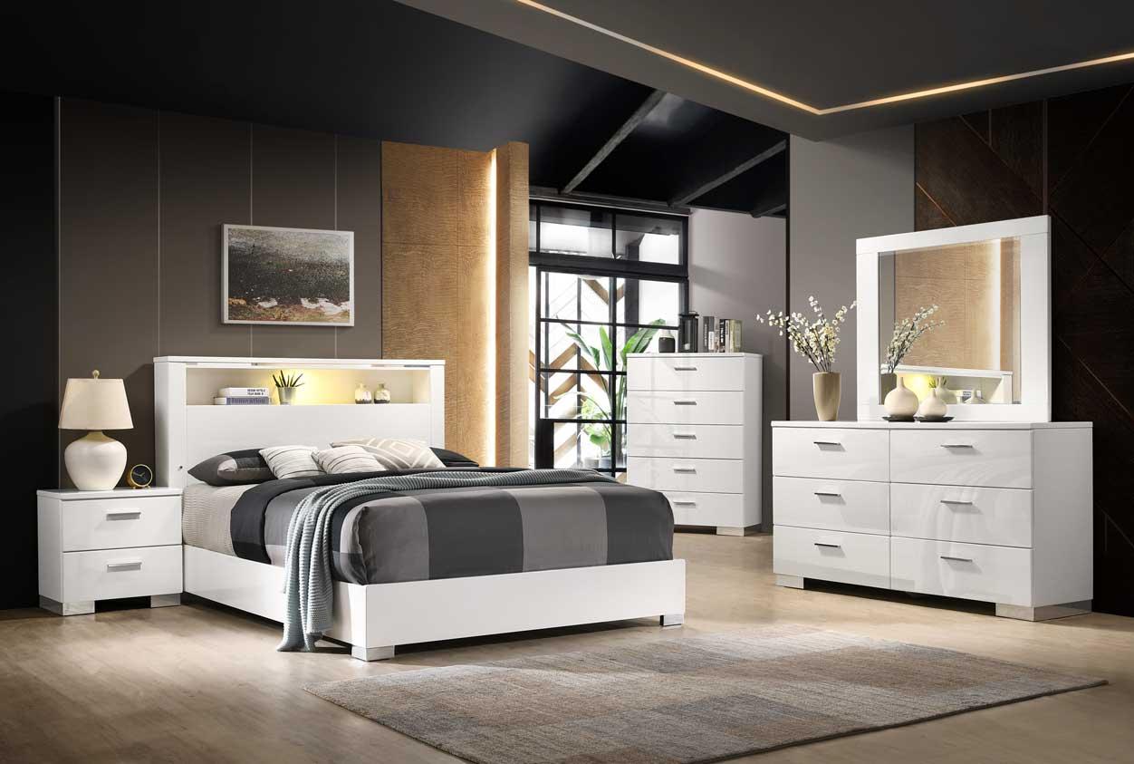 Elaine - White LED Bedroom Set