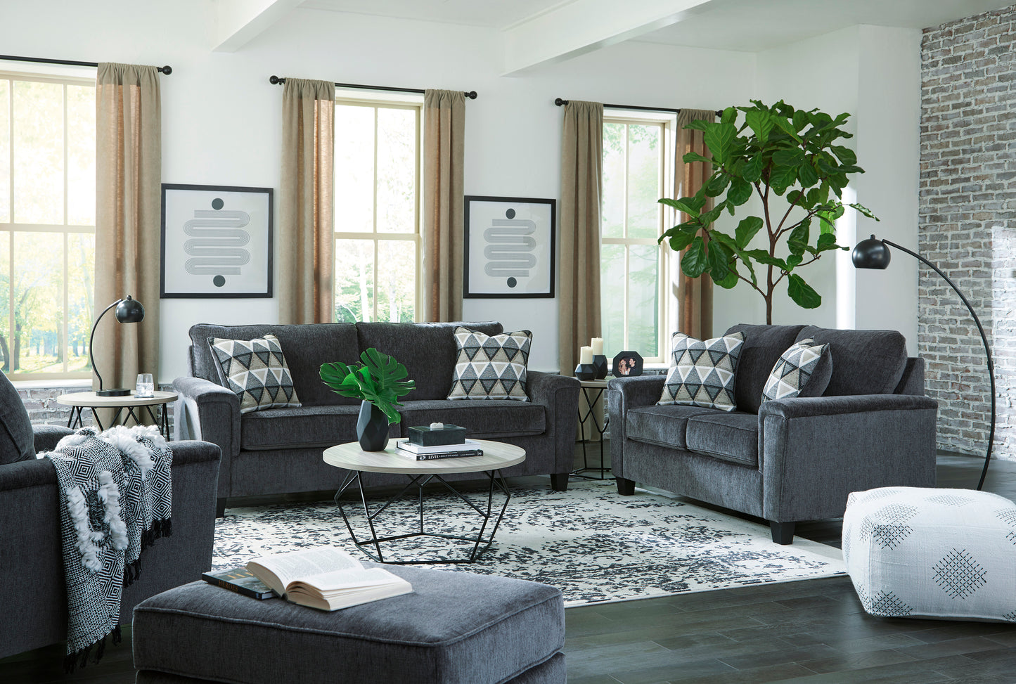 Abinger Dark Gray Loveseat - Ashley Furniture