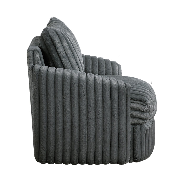 Luxurious Dark Gray Accent Chair with Swivel Base