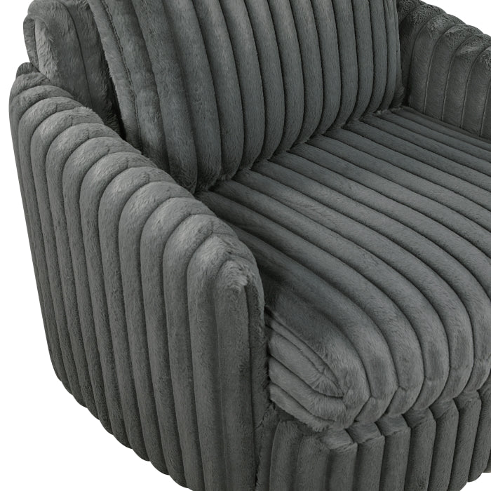 Luxurious Dark Gray Accent Chair with Swivel Base
