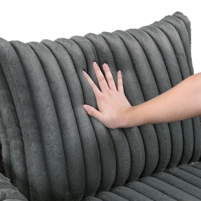 Oversized Dark Gray Chaise Lounge with USB charger
