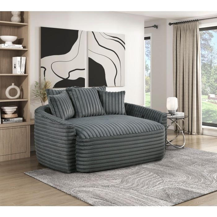 Oversized Dark Gray Chaise Lounge with USB charger