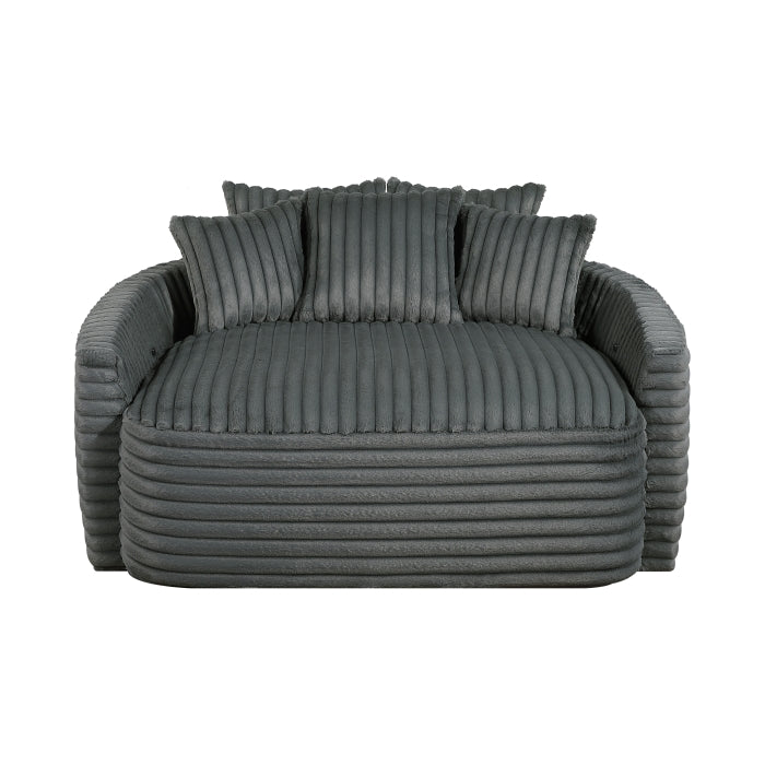 Oversized Dark Gray Chaise Lounge with USB charger